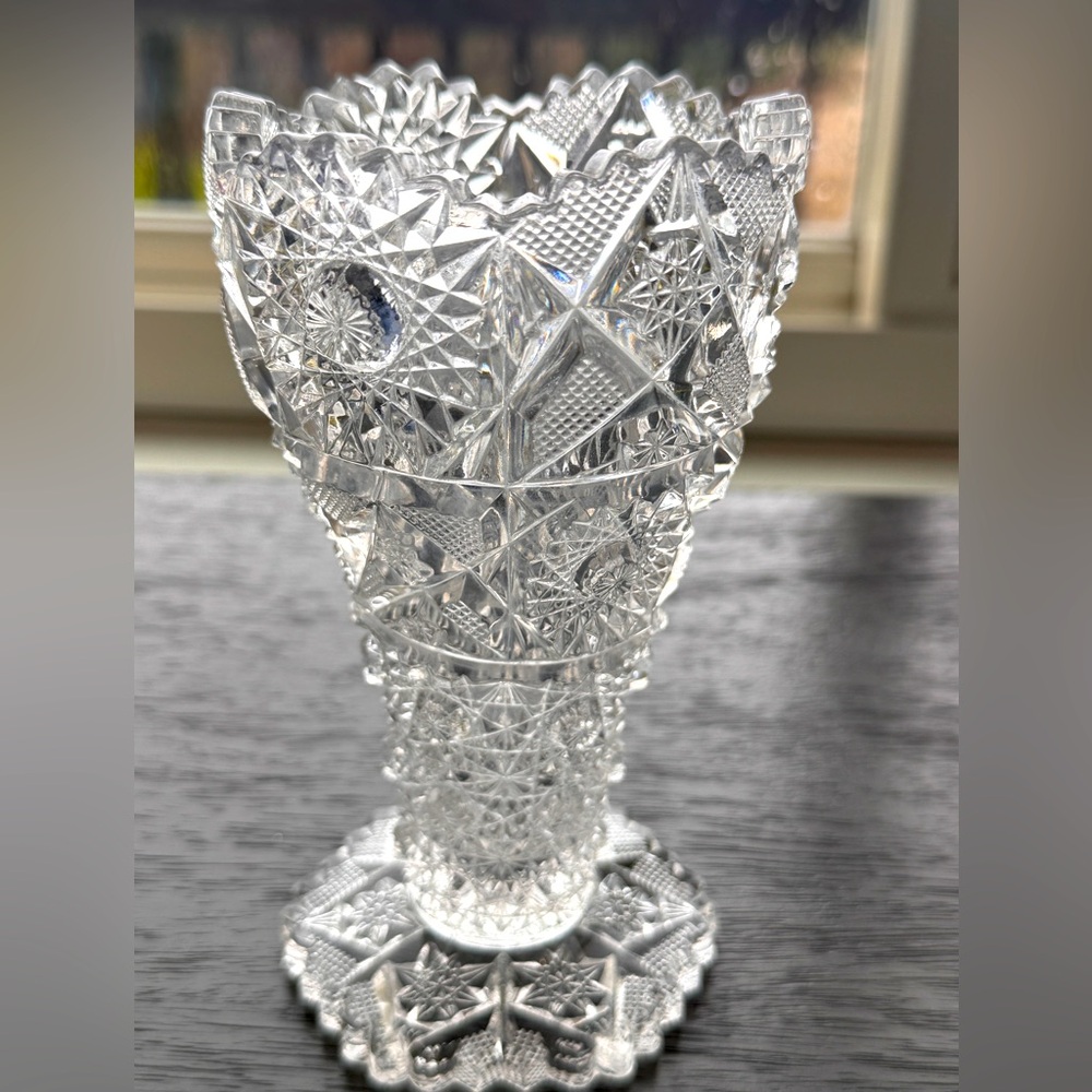 SOLD Westmoreland EAPG Tableware Line Vase Line Deep Cut Sunburst & Arrows